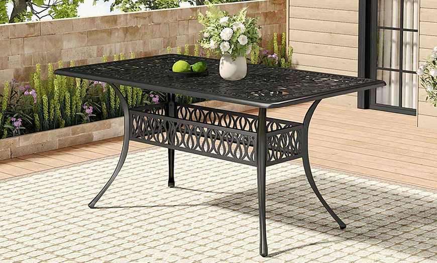 Image 5: Garden Outdoor Cast Aluminum Vintage Bistro Table 