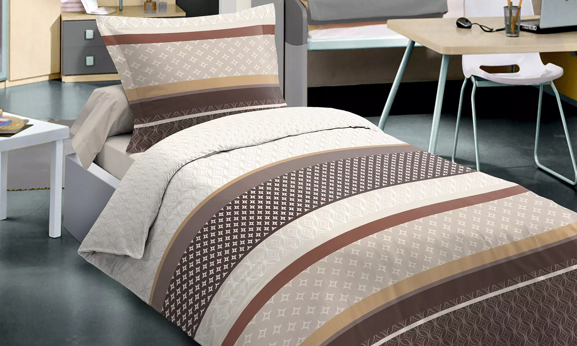 Pack complet de linge de lit avec 1 housse de couette, 2 ou 4 taies d'oreiller et 1 drap housse, modèle au choix - Primary Image