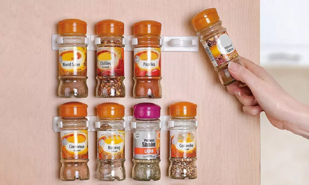 Lot de 4, 8 ou 12 barrettes porte épices 5 clips adhésives - Primary Image