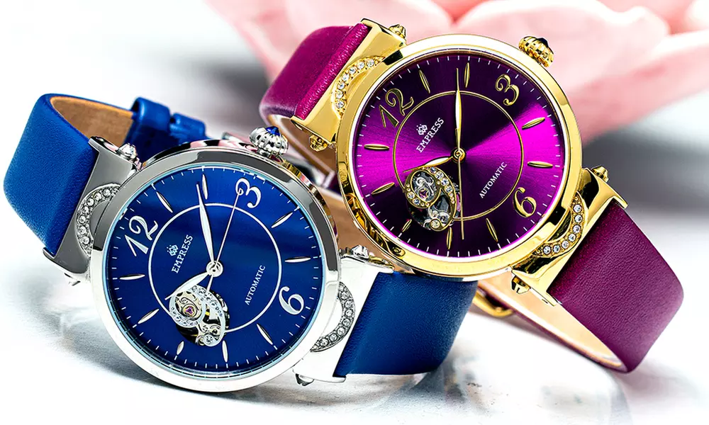 Orologio Empress Alouette semischeletrico con movimento automatico e cinturino in vera pelle disponibile in vari colori - Primary Image