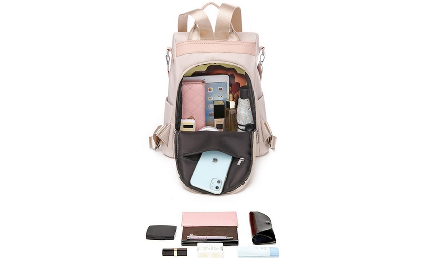 Image 14: Women's Floral Embroidered Anti-Theft Backpack