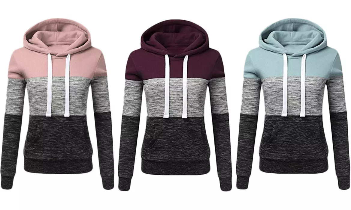 Sweat capuche femme tricolore - Primary Image