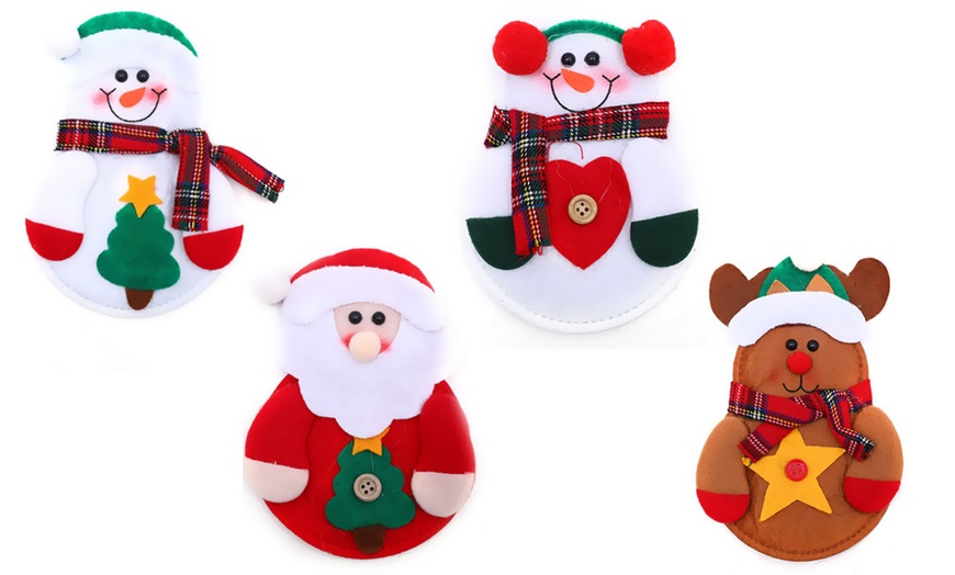 Image 6: Upto 12 Packs of Snowman Xmas Cutlery Holders