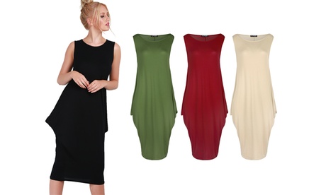 Robe midi à col rond effet drapé de la marque Oops