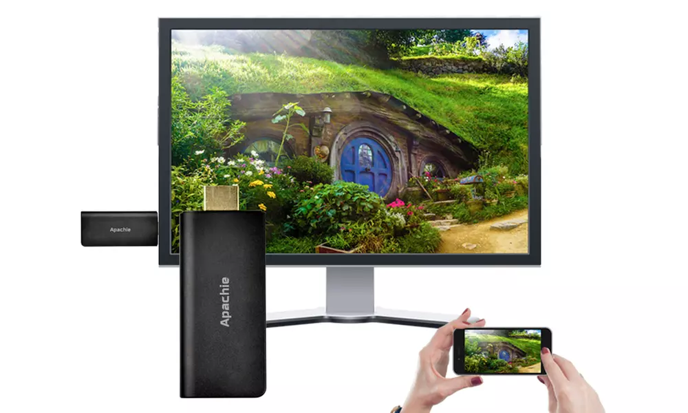 Apachie Smart Wireless Adapter mit HDMI - Handy/Tablet/Laptop auf TV spiegeln - Second Medium