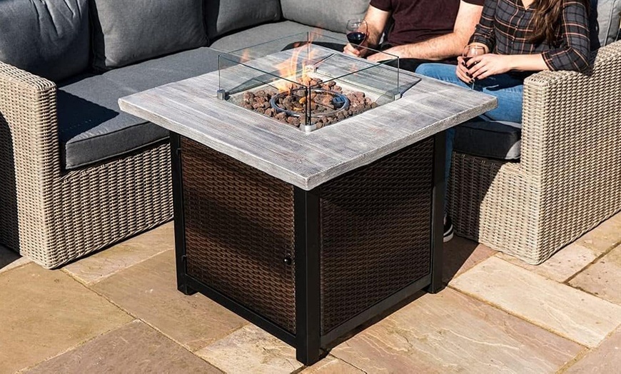 Image 1: Teamson Home Outdoor Rattan Fire Pit