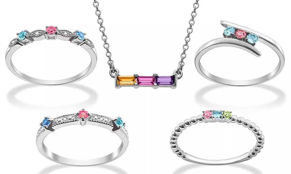 One or Two Pieces of Custom Sterling Silver Simulated Birthstone Jewelry from Limogés Jewelry (Up to 76% Off) - Second Medium