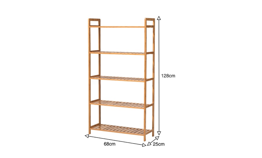 Image 15: Bamboo Wood-Tiered Book Storage Shelf Collection
