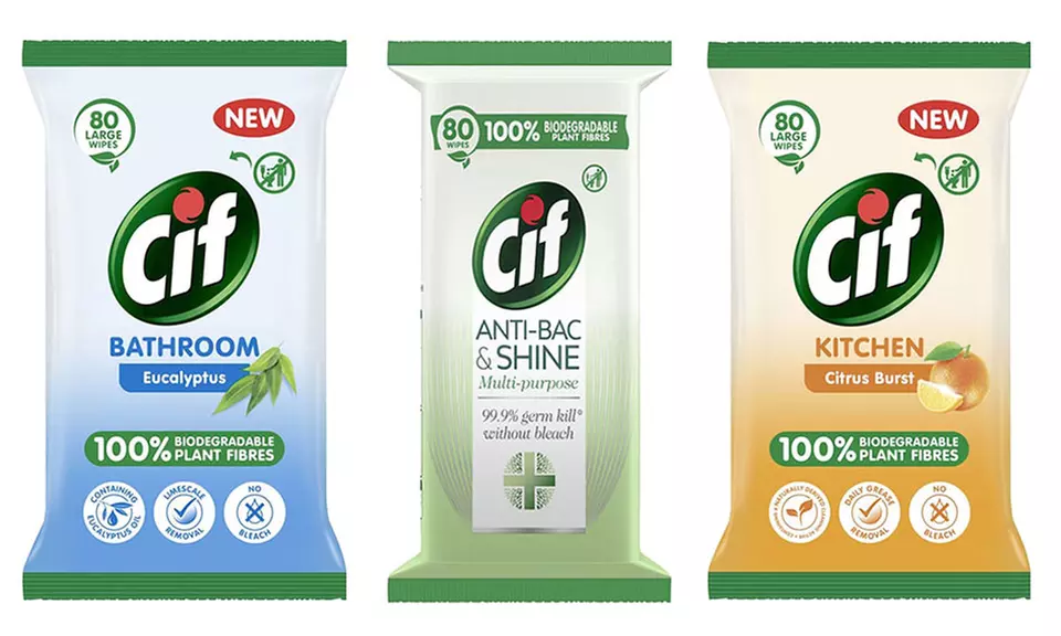 Three or Six Packs of Cif Biodegradable Wipes 80 Sheets - Primary Image