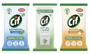 Three or Six Packs of Cif Biodiodegradable Wipes