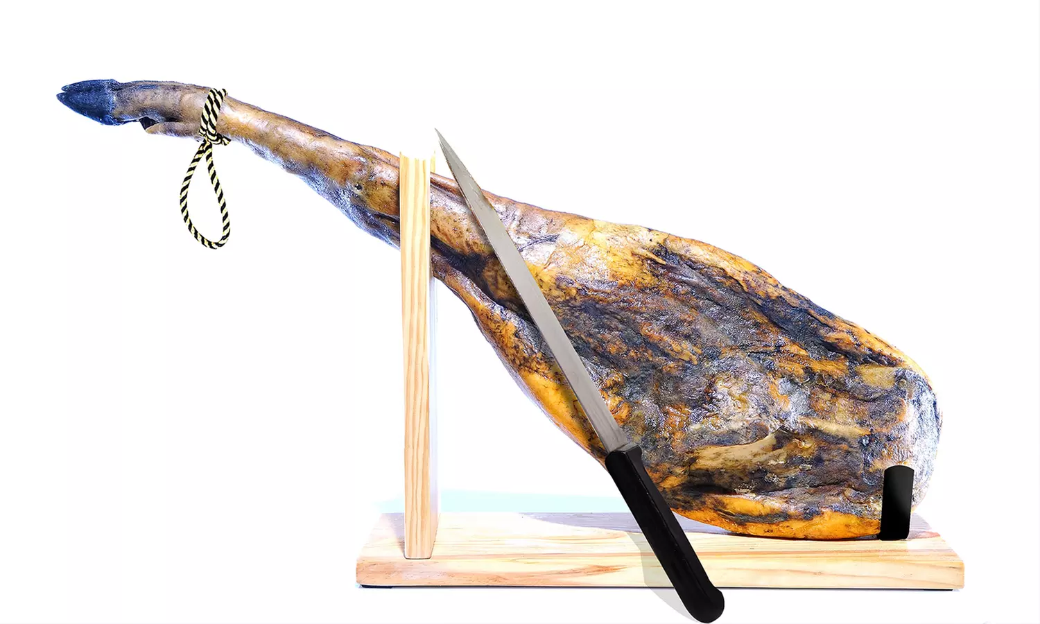 Jambon ibérique au sabot noir de la région de Cordoba avec support et couteau en option, 5 kg - Primary Image