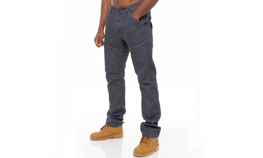 Image 3: Enzo Men's Straight Leg Jeans - Grey