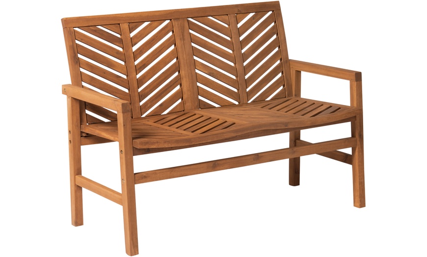 Image 6: Two-Seater Wooden Garden Bench