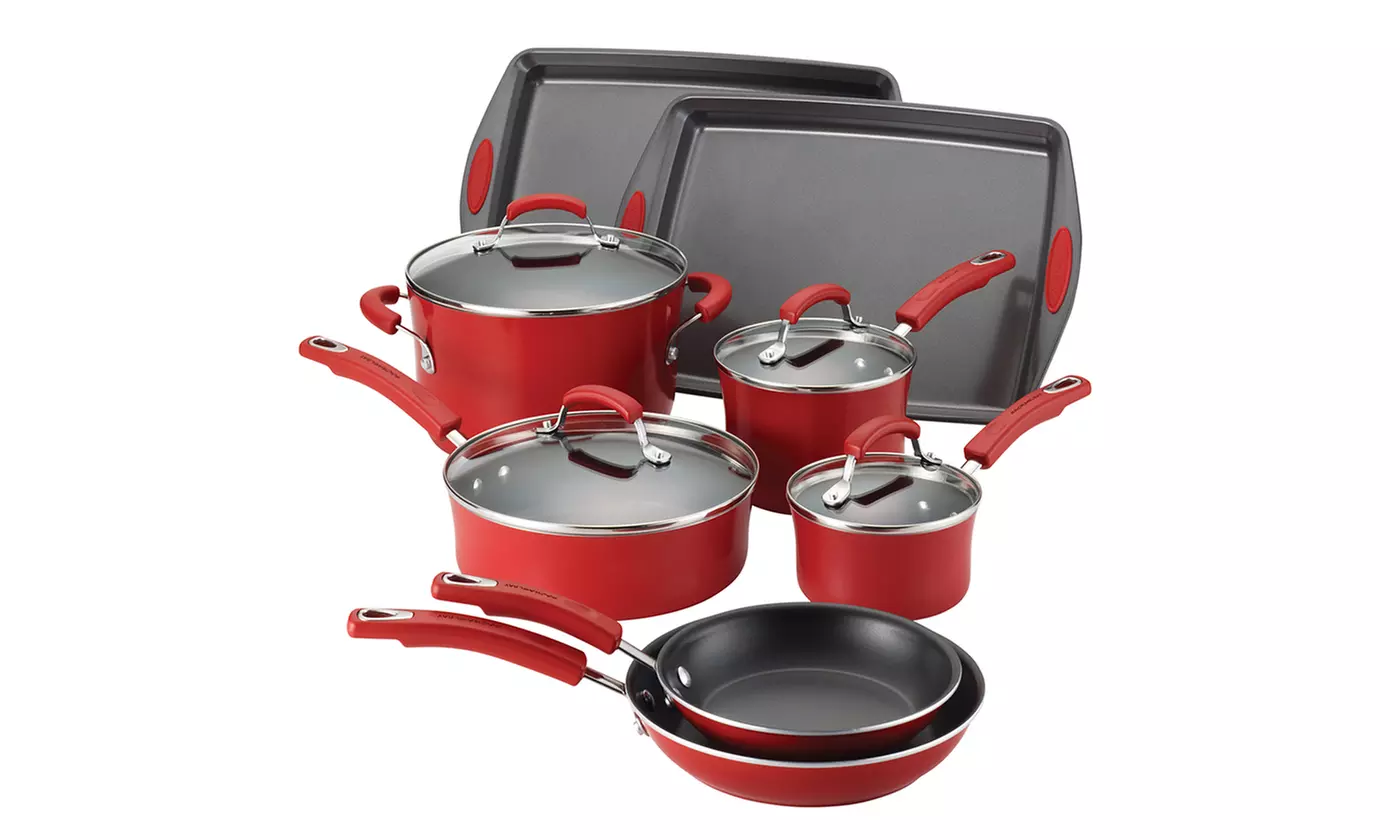 Rachael Ray 10-Piece Cookware Set with 2 Bakeware Pieces - Primary Image