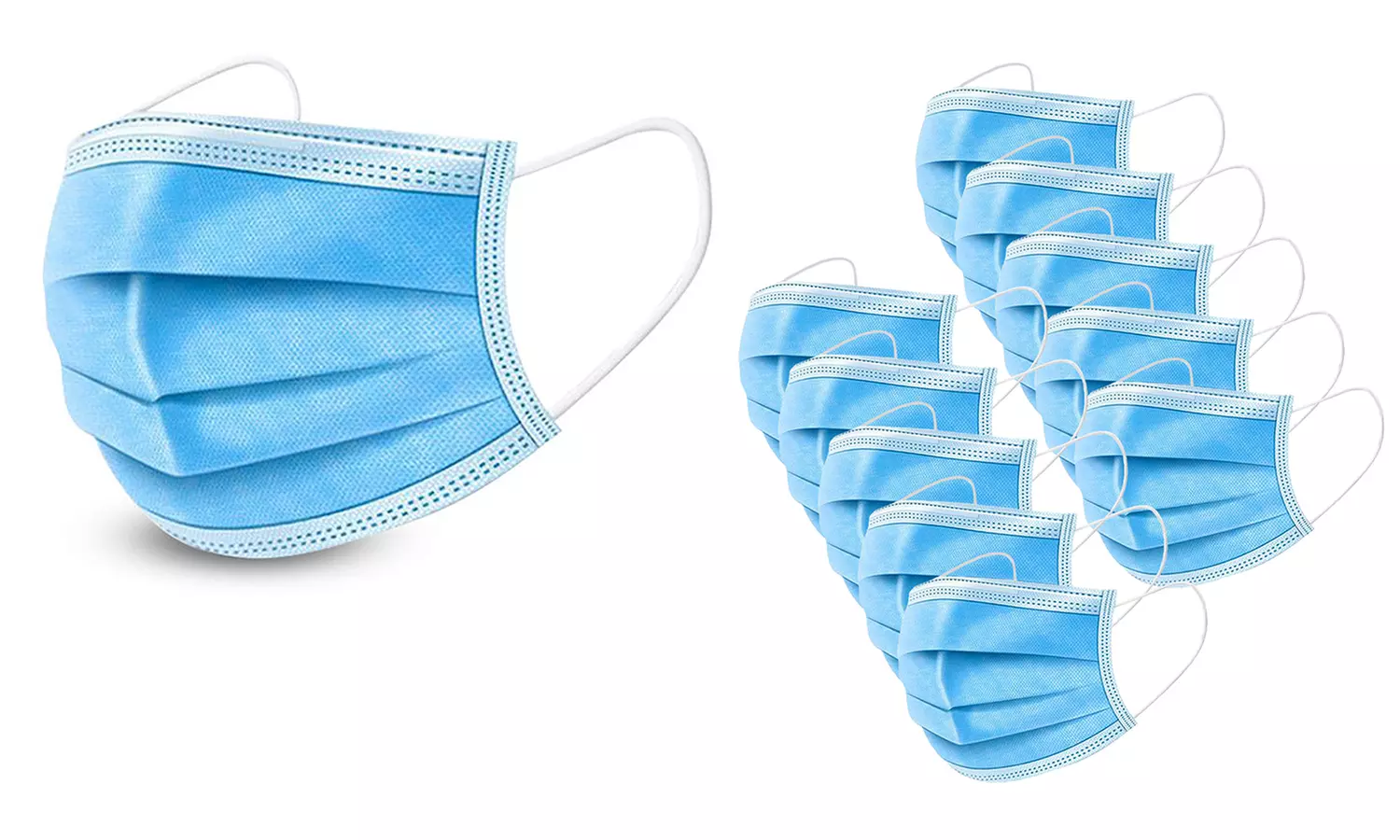 Disposable Non-Medical 3-Ply Protective Face Masks (50-, 100-, 200-Pack) - Primary Image