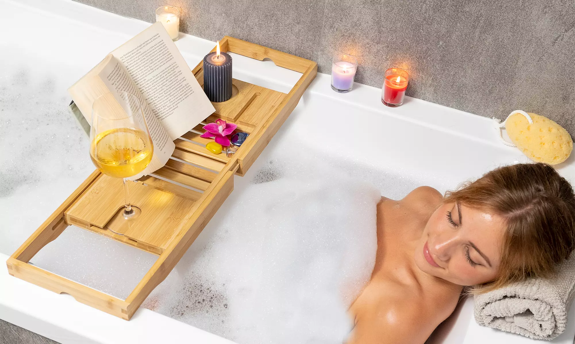 Innovagoods ausziehbare Bambus-Badewannenablage