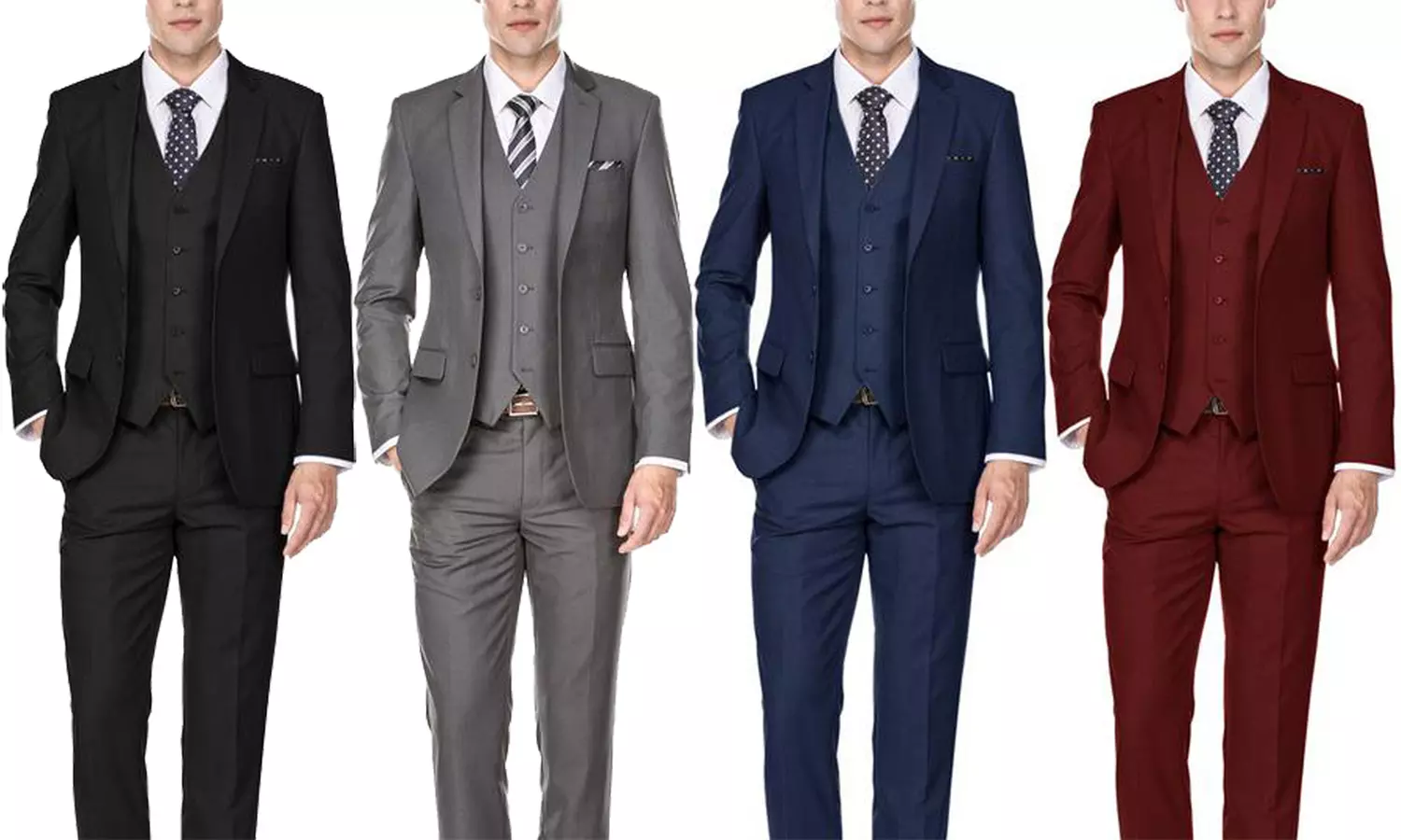 Braveman Men's Slim Fit Solid 3-Piece Suits - Primary Image