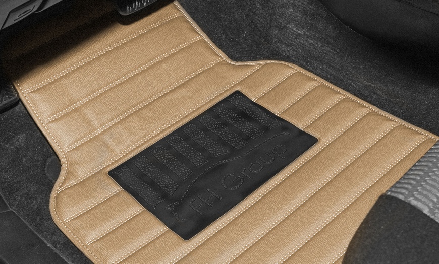 Image 32: All-Season Heavy-Duty Luxury Faux Leather Stripe Car Floor Mats