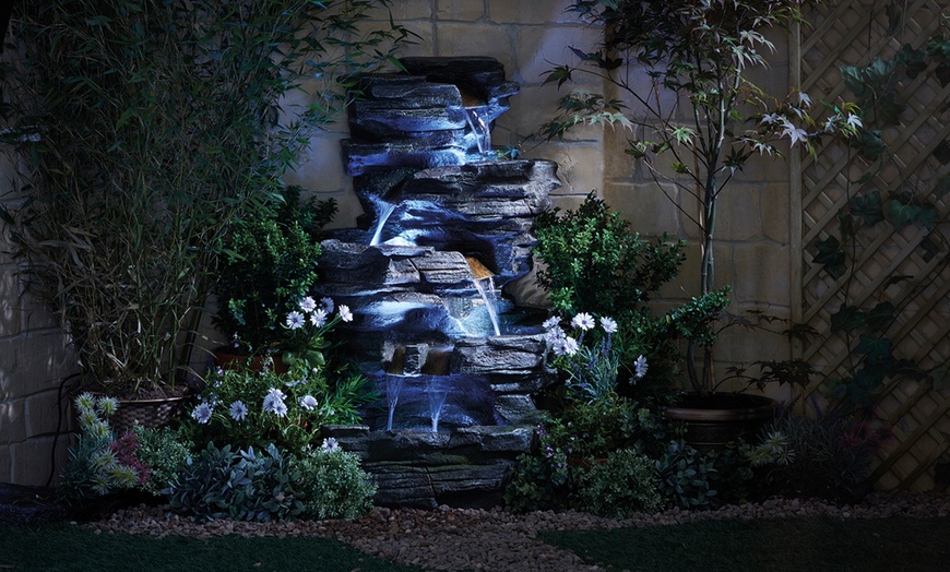 Image 6: Serenity Cascading Rock Pool Water Feature with Light