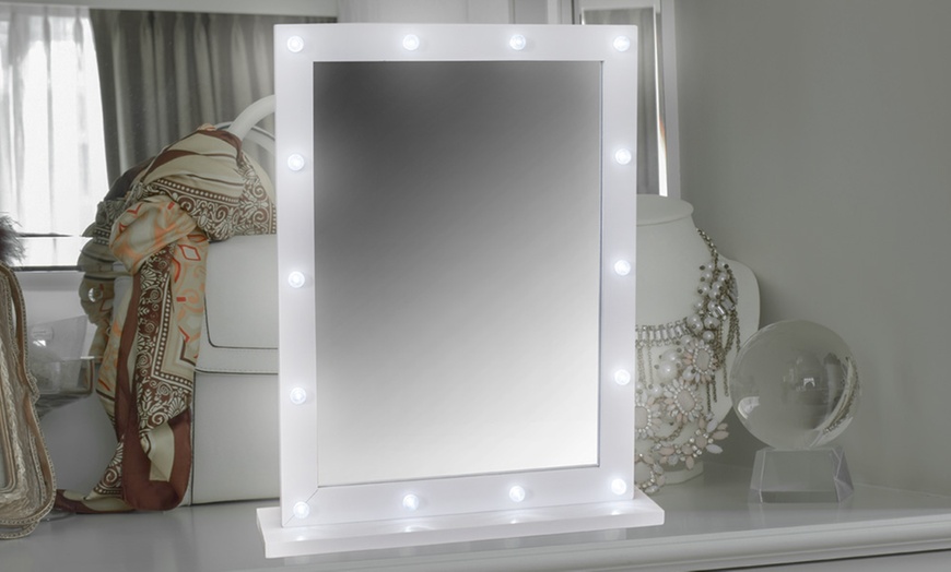 Image 2: Hollywood LED Table Mirror