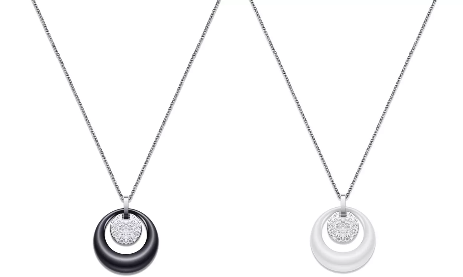 1 ou 2 colliers Aaren avec pendentif en céramique et cristaux zircons cubiques - Primary Image