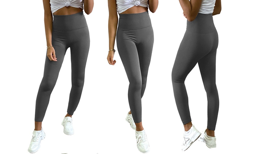 Image 17: Up to Six Packs of Ladies' High Waist Fleece Lined Leggings