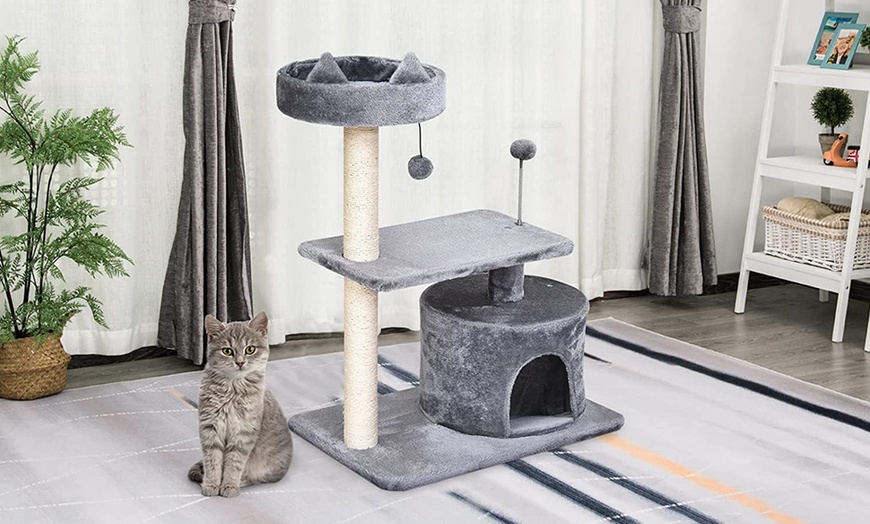 Image 6: Pawhut Three-Tiered Cat Tree