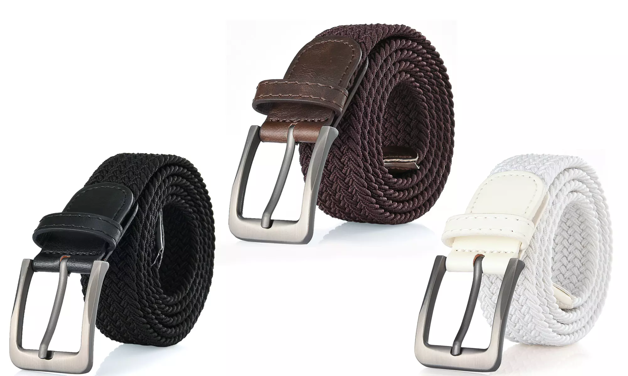 Gallery Seven Men's Braided Fabric Casual Stretch Belt - Primary Image