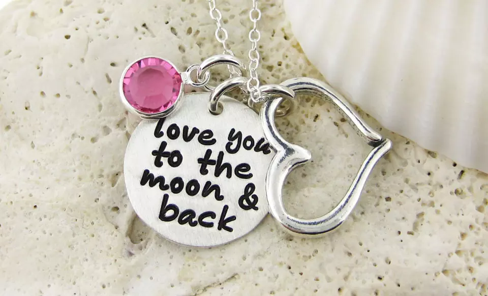 "Love You to the Moon & Back" Sterling Silver Necklace from JC Jewelry Design (Up to 54% Off). Three Options Available. - Primary Image