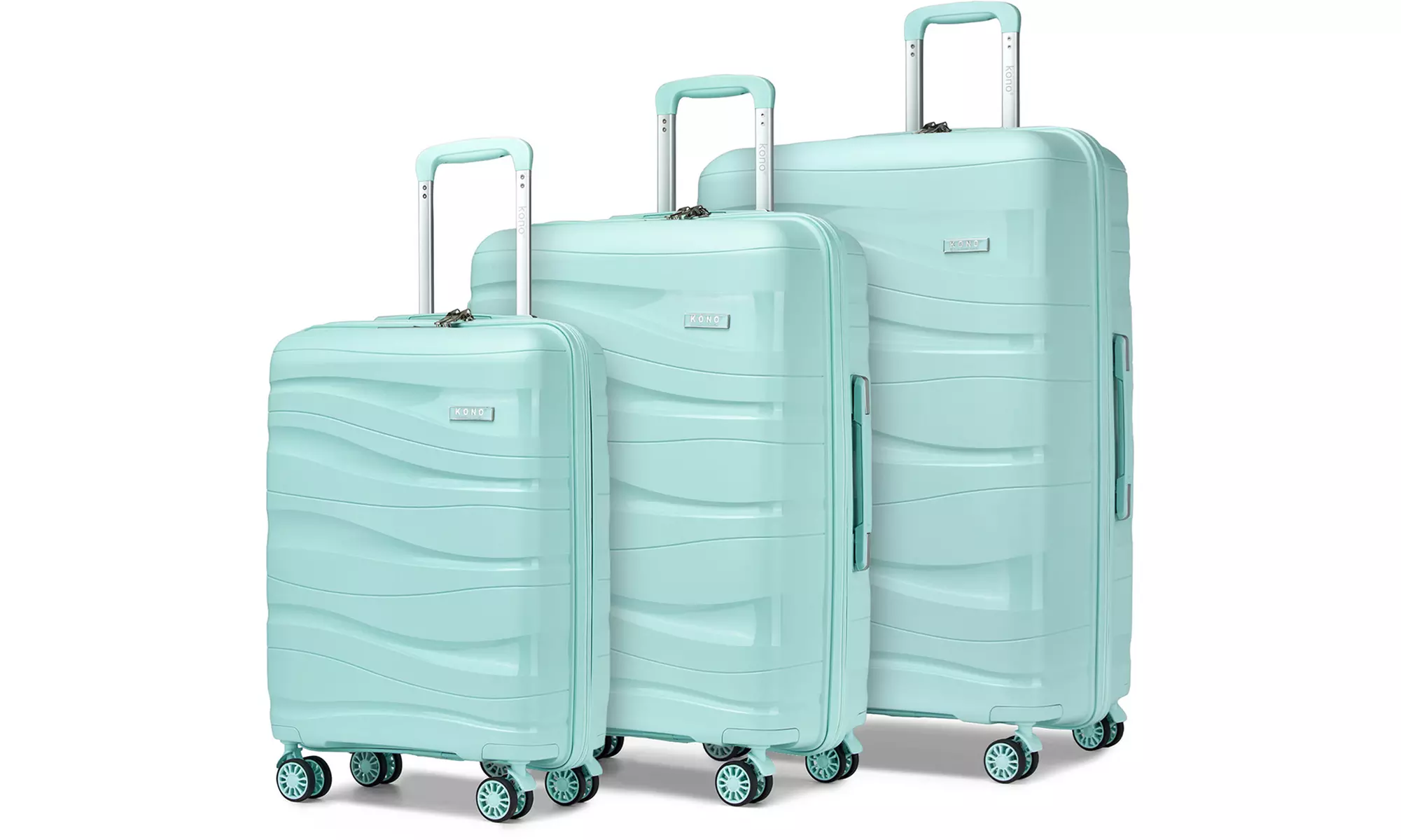 1 of 3 mintgroene koffers