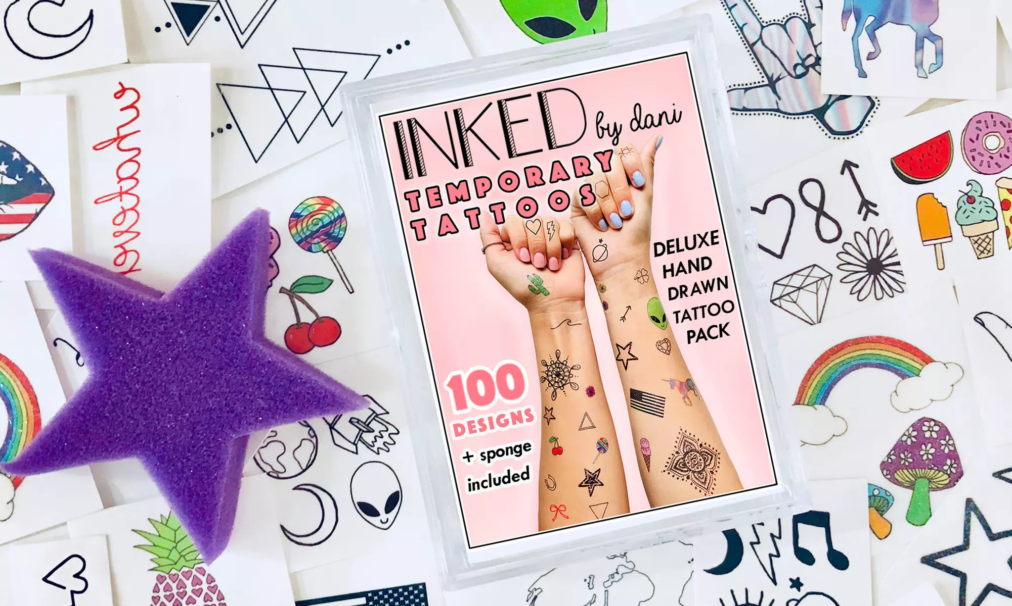 Inked by Dani Deluxe Tattoo Set with Over 75 Hand-Drawn Temporary Tattoos - Primary Image