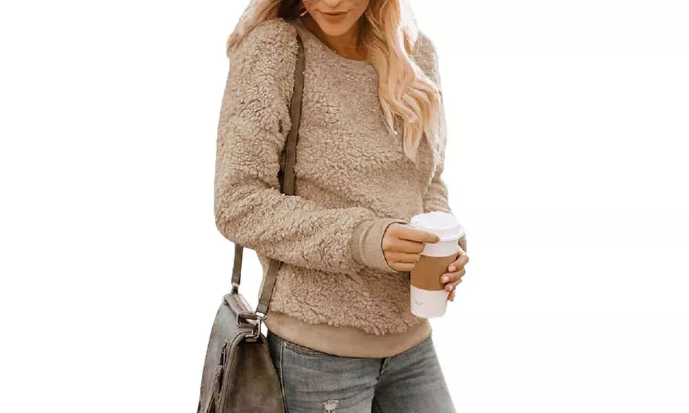 Leo Rosi Women's Fitted Sherpa Sweatshirt. Plus Sizes Available. - Second Medium