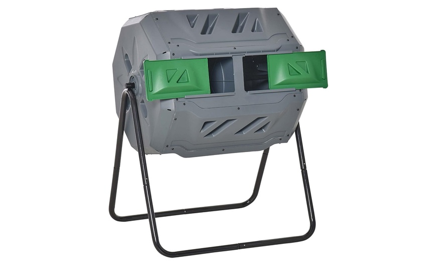 Image 9: Outsunny Dual Chamber 360° Rotating Composter
