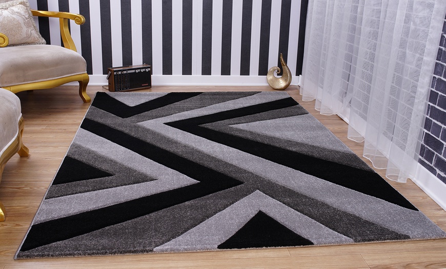 Image 9: Modern Zig Zag Hand Carved Rugs 