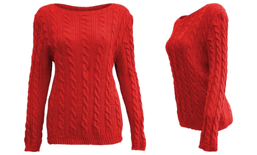 Image 7: Women's Long-Sleeved Cable Knit Jumper