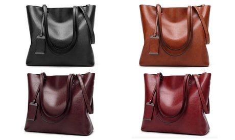 Bolso de cuero con compartimentos en el interior para mujer