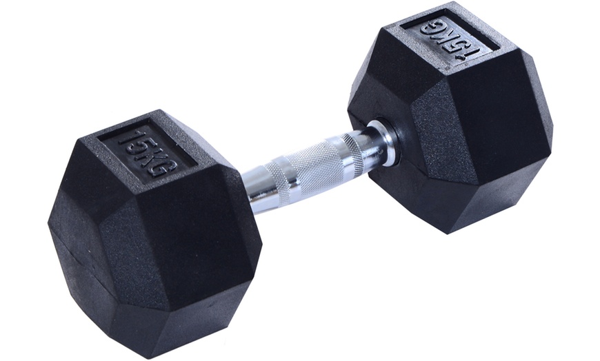 Image 13: Rubber Hexagonal Dumbbells