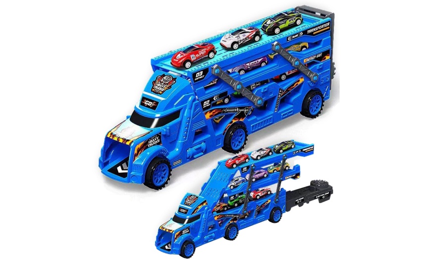 Image 3: Children's Folding Transformable Big Trucks Catapult Toys