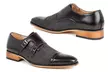 Gino Vitale Men's Double Monk Strap Herringbone Dress Shoes - Second Medium