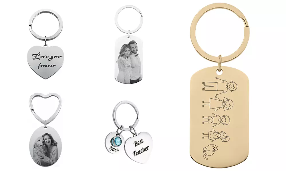 Personalisierter Familien-Schlüsselanhänger mit Gravur oder Foto