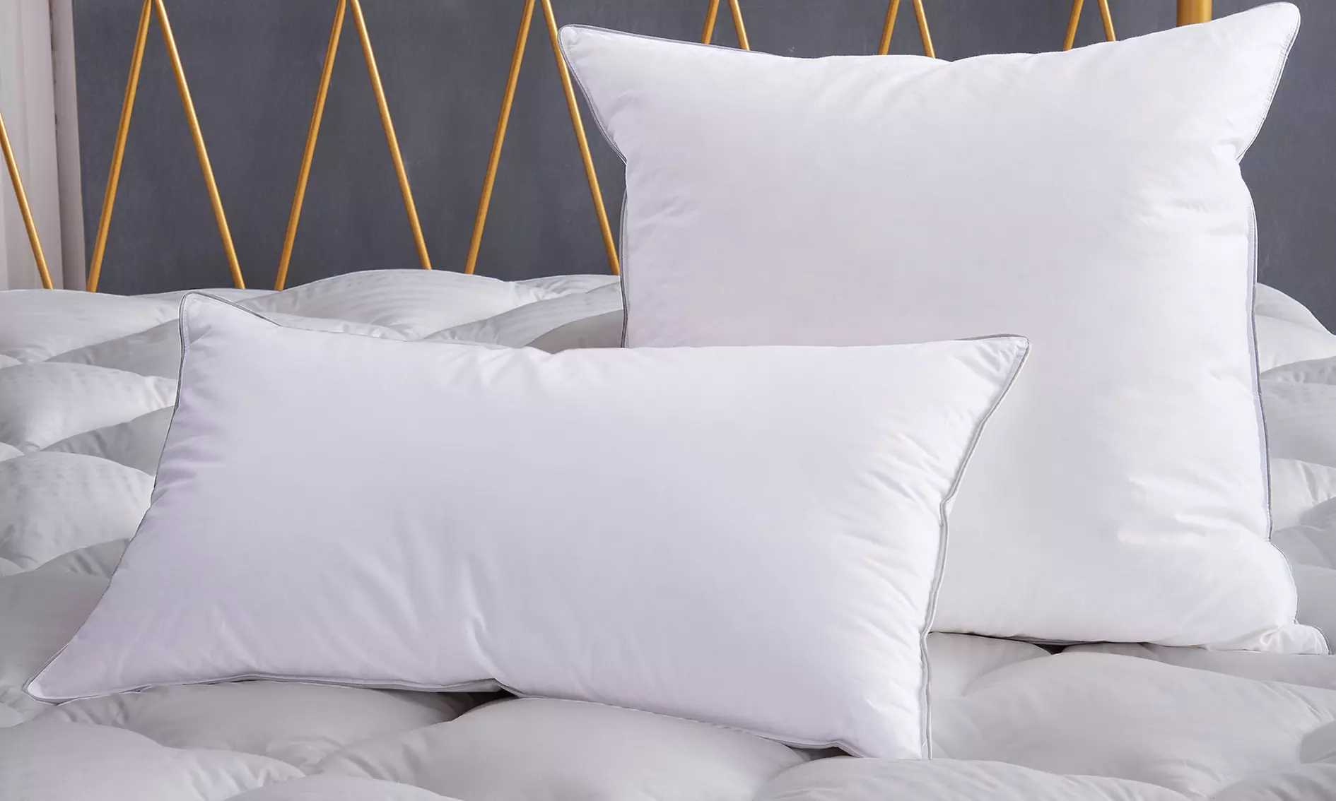 Oreiller Cosy double faces à base de duvet et de plumes de canard, souple et léger, marque Sampur - Primary Image
