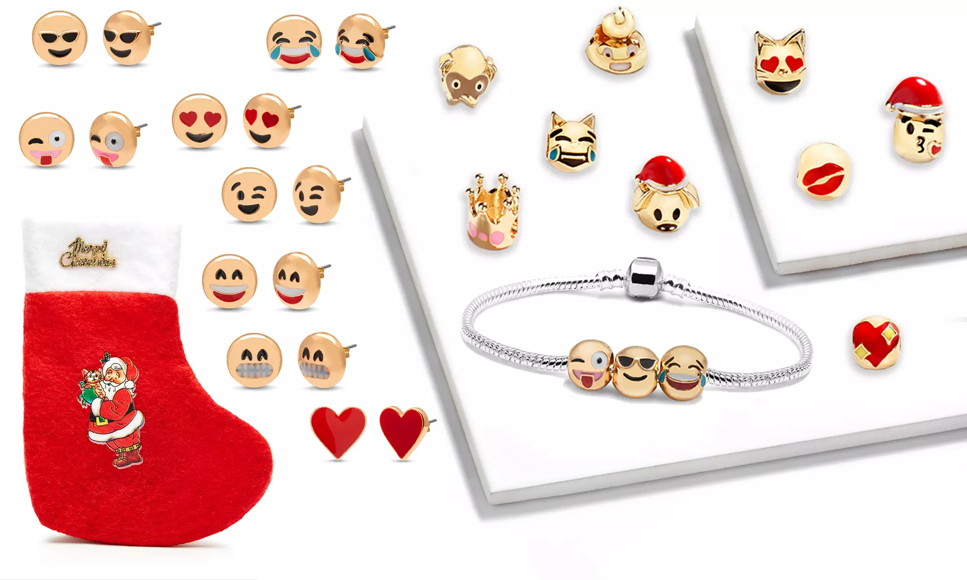 Ensemble de 21 bijoux Emoji plaqué or - Primary Image
