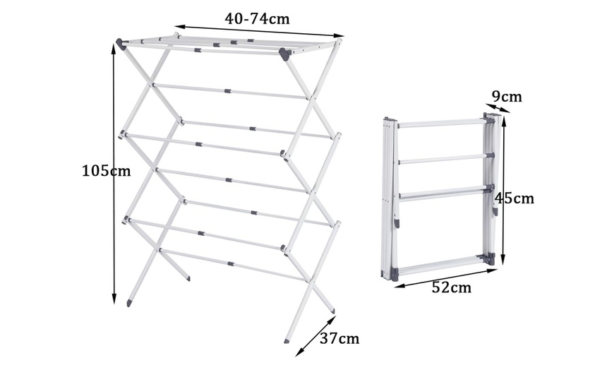 Image 12: Three-Tier Extendable Clothes Airer