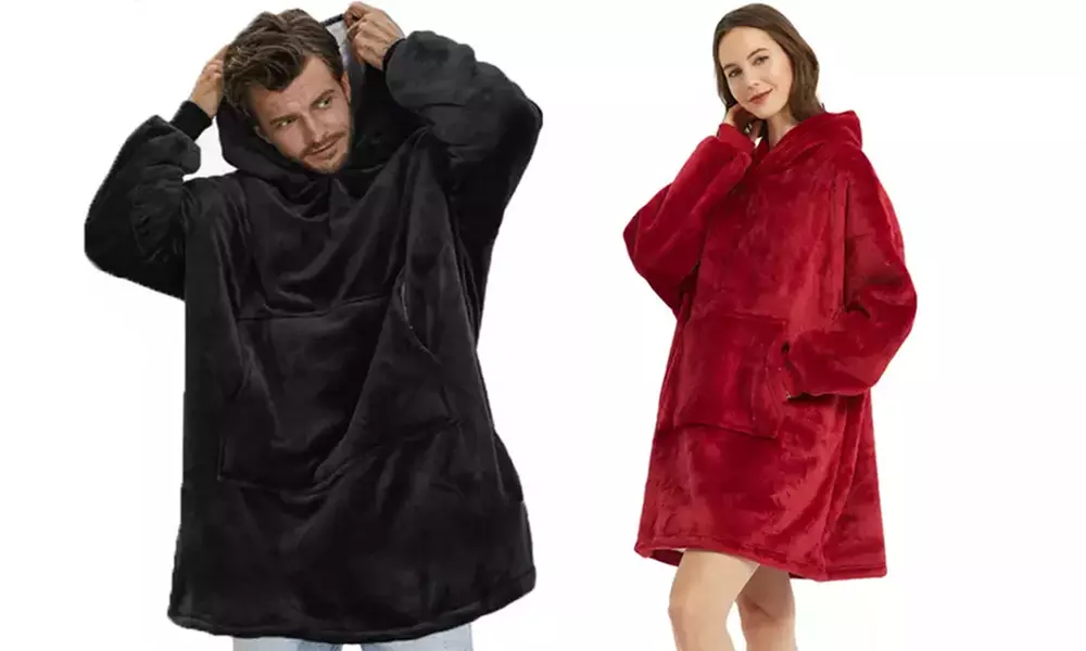 1 of 2 zachte fleece dekens met capuchon