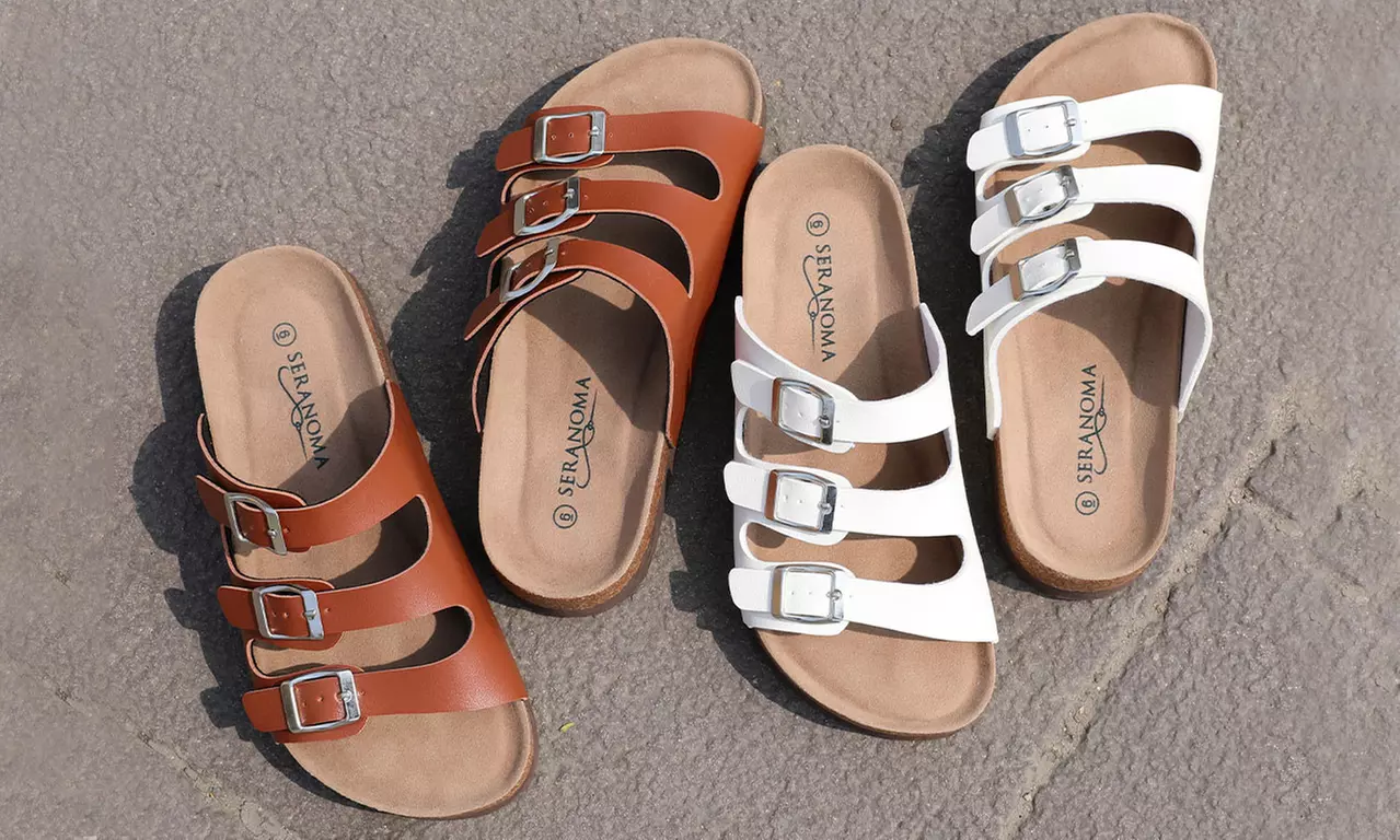 Seranoma Women's Triple Adjustable Buckle Cork Sandals - Primary Image