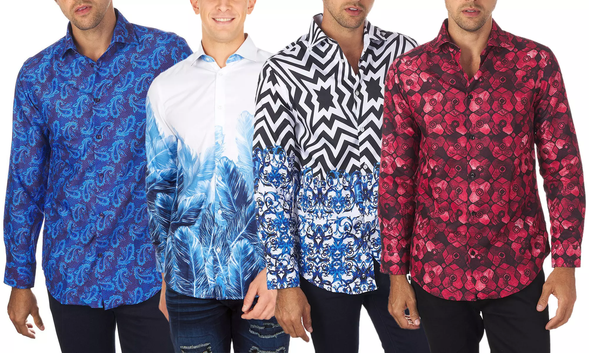 Suslo Couture Men's Slim-Fit Printed Button Down Shirt (S–3XL) - Primary Image