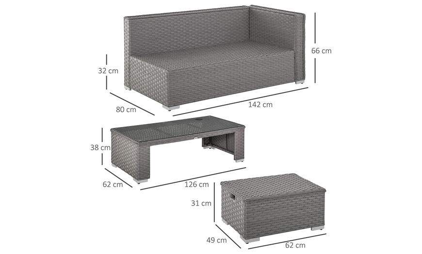 Image 8: Outsunny Seven-Seater Rattan-Effect Furniture Set