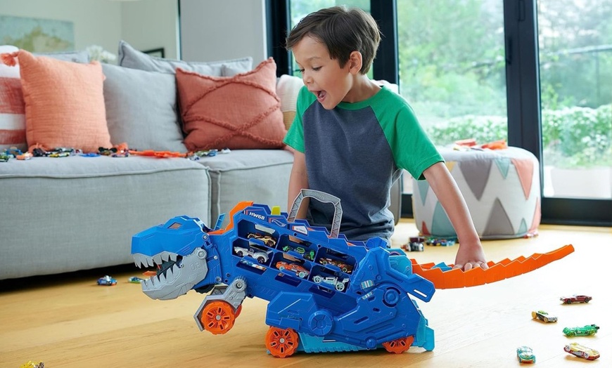 Image 1: Hot Wheels City Mega Dino trasportatore per bambini