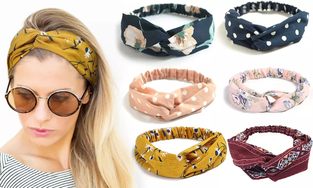 1, 4 ou 6 bandeaux pour cheveux en tissu mousseline avec nœud torsadé - Primary Image