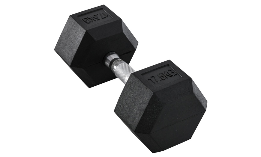 Image 11: HOMCOM Hex Dumbbell Weights 4kg-20kg; Rubber Weight and Metal Grip